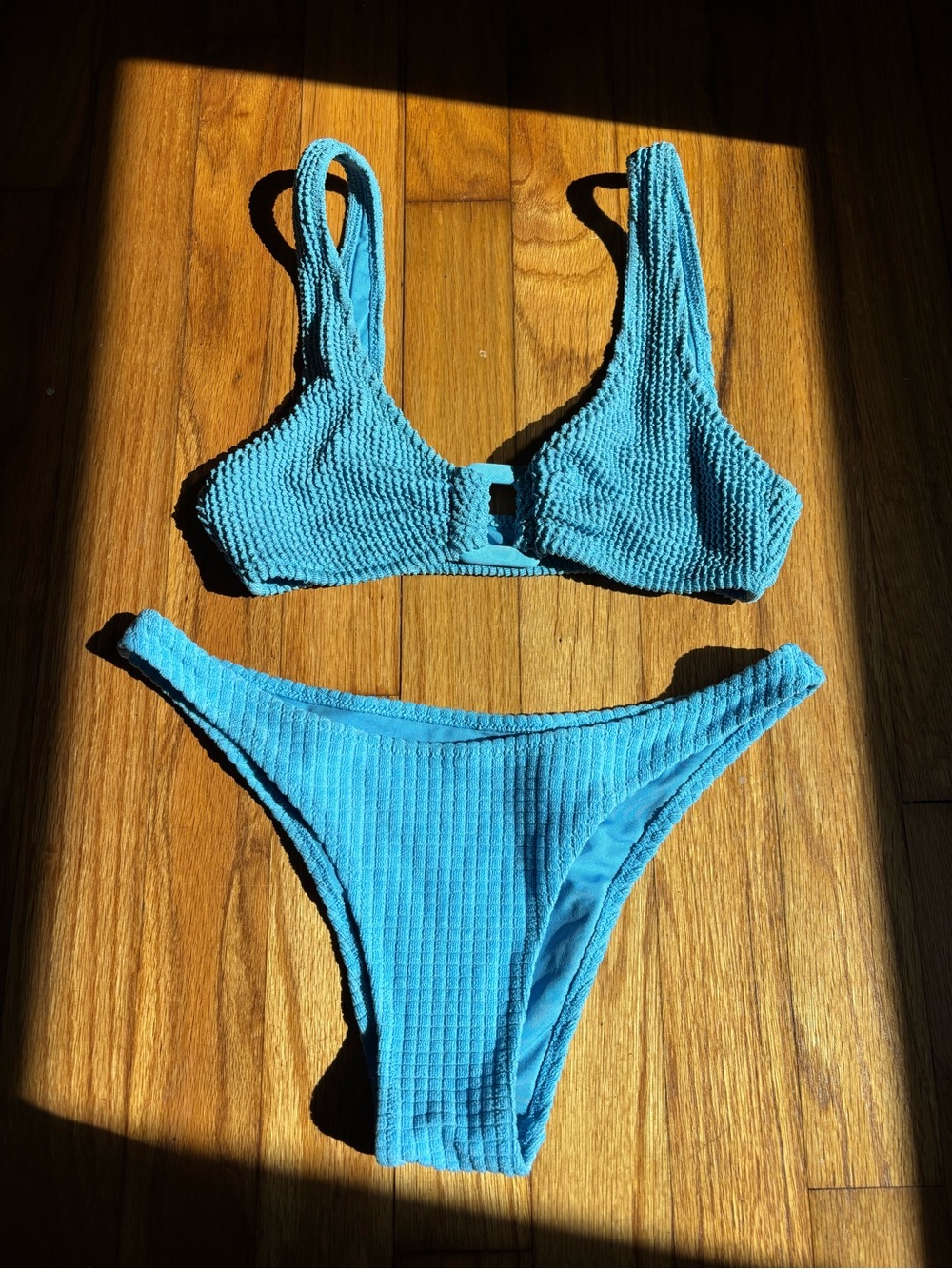 aerie Teal Ribbed Bikini Set